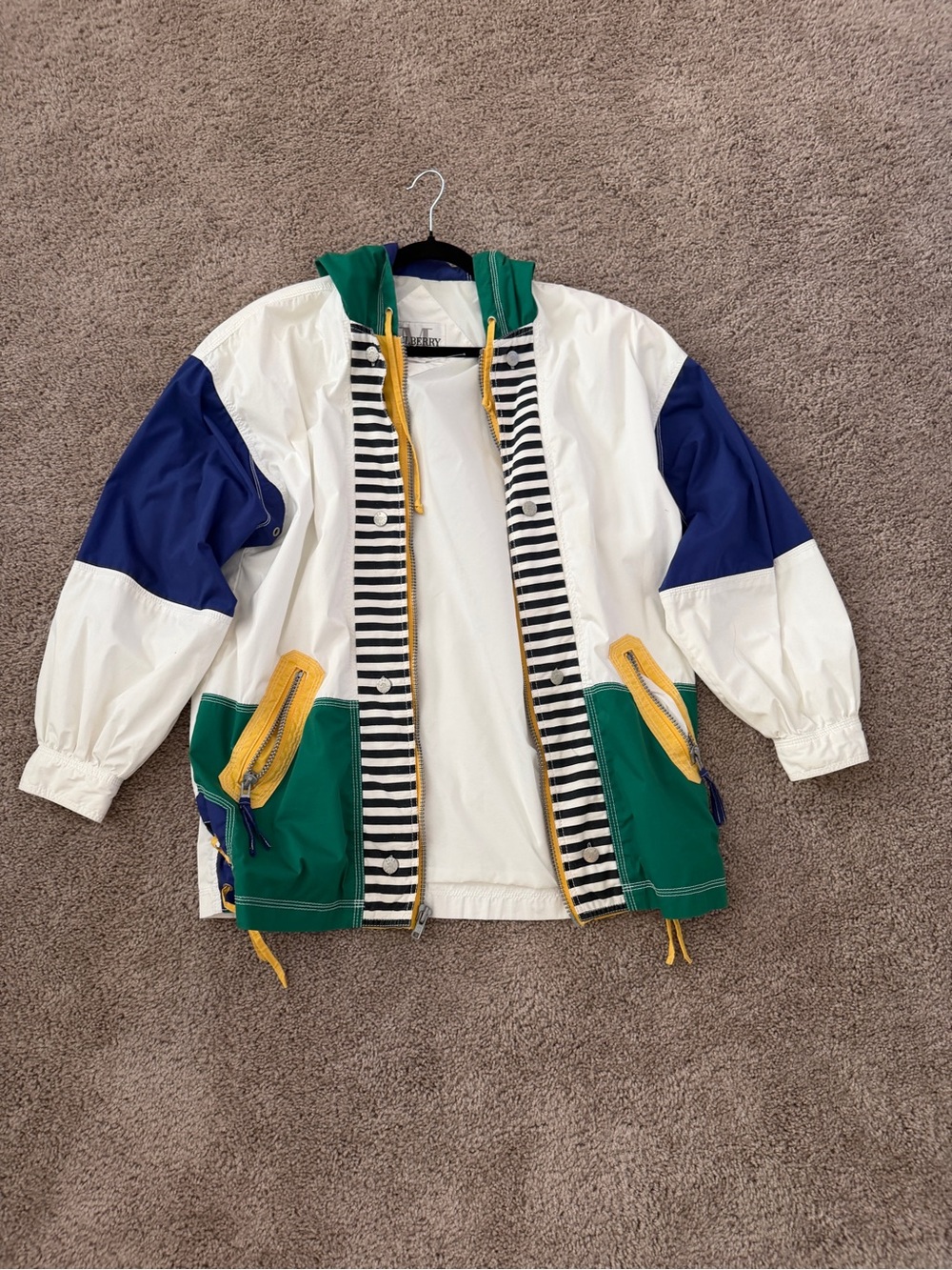 Vintage 90s Mulberry Street Colorblock Nautical Windbreaker Jacket - Size M